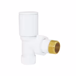 15mm x 1/2" White Angled Manual Towel Rail Designer Radiator Valves One Pair