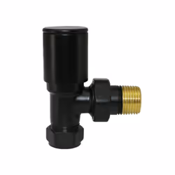 Angled Round Head Black Manual Towel Rail Designer Radiator Valves One Pair