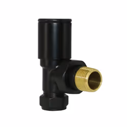 Angled Round Head Black Manual Towel Rail Designer Radiator Valves One Pair