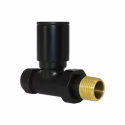 Manual Towel Rail Designer Radiator Valves Black Straight 1/2" x 15mm Twin Pack