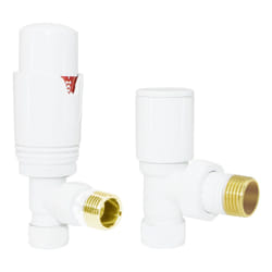 Designer Radiator Valves White Angled 15mm x 1/2" Thermostatic Twin Pack