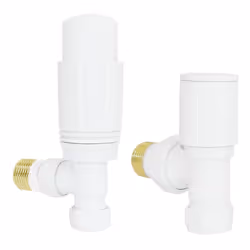 Designer Radiator Valves White Angled 15mm x 1/2" Thermostatic Twin Pack