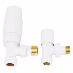 Designer Radiator Valves White Angled 15mm x 1/2" Thermostatic Twin Pack