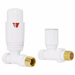 White Straight 15mm x 1/2" Designer Thermostatic Radiator Valves Twin Pack
