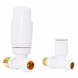 White Straight 15mm x 1/2" Designer Thermostatic Radiator Valves Twin Pack