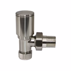 Designer Bathroom Radiator Towel Rail Valves Manual Angled Satin Nickel One Pair