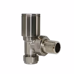 Designer Bathroom Radiator Towel Rail Valves Manual Angled Satin Nickel One Pair