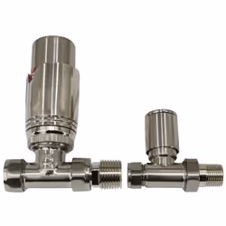 Thermostatic Radiator Valves Heated Towel Rail Straight Satin Nickel TRV 15mm