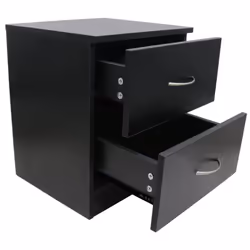 NRG Chest of Drawers With Metal Handles Bedroom Furniture Storage Cabinets - 2 Drawer-With Metal Handles, Black