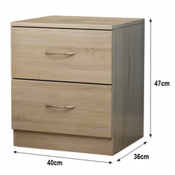 NRG Chest of Drawers With Metal Handles Bedroom Furniture Storage Cabinets - 2 Drawer-With Metal Handles, Oak