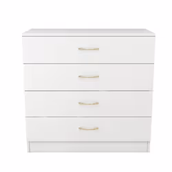NRG Chest of Drawers With Metal Handles Bedroom Furniture Storage Cabinets - 4 Drawer-With Metal Handles, White