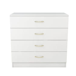 NRG Chest of Drawers With Metal Handles Bedroom Furniture Storage Cabinets - 4 Drawer-With Metal Handles, White