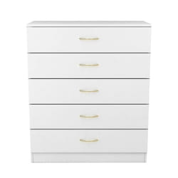 NRG Chest of Drawers With Metal Handles Bedroom Furniture Storage Cabinets - 5 Drawer-With Metal Handles, White