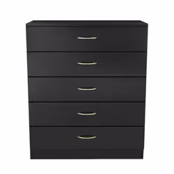 NRG Chest of Drawers With Metal Handles Bedroom Furniture Storage Cabinets - 5 Drawer-With Metal Handles, Black