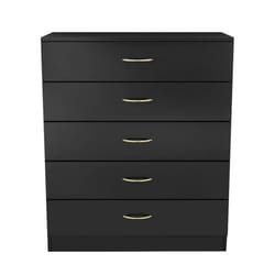 NRG Chest of Drawers With Metal Handles Bedroom Furniture Storage Cabinets - 5 Drawer-With Metal Handles, Black