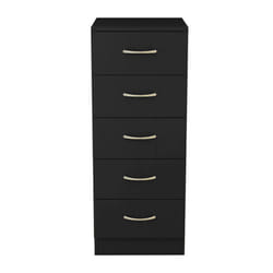 NRG Chest of Drawers With Metal Handles Bedroom Furniture Storage Cabinets - 5 Drawer Tall Narrow-With Metal Handles, Black