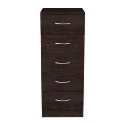 NRG Chest of Drawers With Metal Handles Bedroom Furniture Storage Cabinets - 5 Drawer Tall Narrow-With Metal Handles, Walnut