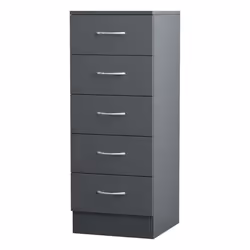 NRG Chest of Drawers With Metal Handles Bedroom Furniture Storage Cabinets - 5 Drawer Tall Narrow-With Metal Handles, Grey