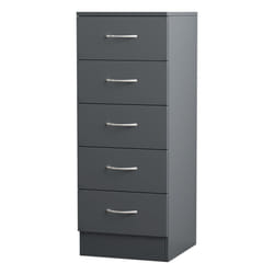 NRG Chest of Drawers With Metal Handles Bedroom Furniture Storage Cabinets - 5 Drawer Tall Narrow-With Metal Handles, Grey