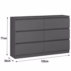 NRG Chest of Drawers Bedside Table Storage Drawer Unit Bedroom Furniture - 6 Drawer - Chest Of Drawers, Dark Grey