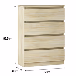 NRG Chest of Drawers Bedside Table Storage Drawer Unit Bedroom Furniture - 4 Drawer - Chest Of Drawers, Oak