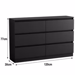NRG Chest of Drawers Bedside Table Storage Drawer Unit Bedroom Furniture - 6 Drawer - Chest Of Drawers, Black