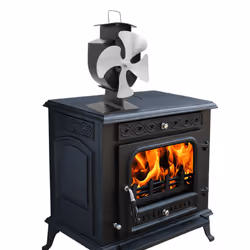 Lincsfire 4 Blades Eco Friendly Stove Fan Heat Powered for Wood Burner/Fireplace Silver