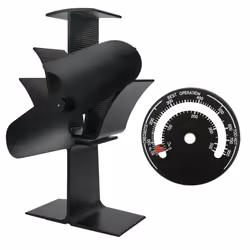Lincsfire 2 Blades Eco Friendly Silent Heat Powered Stove Fan for Wood/Log Burner/Fireplace + Free Stove Thermometer
