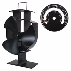 Lincsfire 3 Blades Eco Friendly Silent Heat Powered Stove Fan for Wood/Log Burner/Fireplace + Free Stove Thermometer