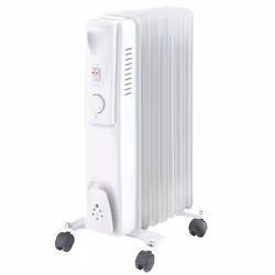 NRG White Oil Filled Radiator 1.5KW Portable Electric Heater Adjustable Thermostat-3 heat setting 7 Fin