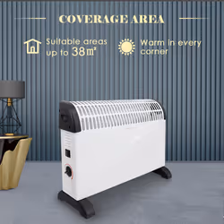 NRG Free Standing Electric Convector Heater with Thermostat & 3 Power Setting for Home Office(2KW)