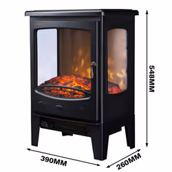 NRG Electric Fireplace Stove Heater with Fire Flame Effect Portable Fireplace Stove 1800W MAX