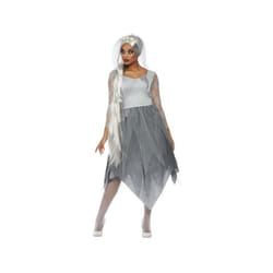 Womens Grey Grave Yard Bride Fancy Dress Costume (Size 8-10)