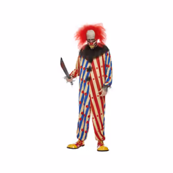 Mens Red & Blue Creepy Clown Fancy Dress Costume (Medium)