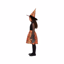Girls Vintage Orange Witch Fancy Dress Costume (Age 4-6)