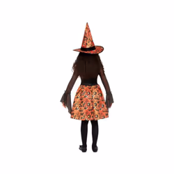 Girls Vintage Orange Witch Fancy Dress Costume (Age 4-6)