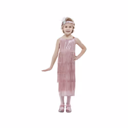 Girls 20s Pink Flapper Fancy Dress Costume (Age 7-9)
