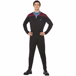 Star Trek Voyager Command Uniform Jumpsuit, Delta Badge & Rank Insignias - Large
