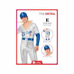 Elton John Deluxe Sequin Baseball Costume - 42/44" chest
