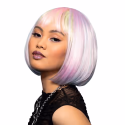 Smiffys Manic Panic Misty Rainbow Glam Doll Wig Long Bob Wig Heat Styleable Officially Licensed Manic Panic Fancy Dress Ad ...