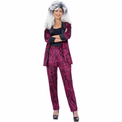 Ladies 80s Pink Zebra Suit Costume - XK UK 20-22
