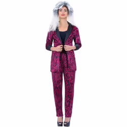 Ladies 80s Pink Zebra Suit Costume - XS UK 4-6