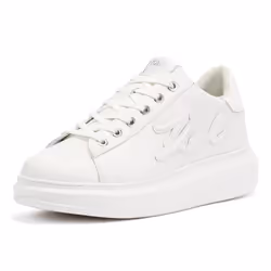 ) Karl Lagerfeld Kapri Signia Emboss Lo Lace Leather Women's White Trainers - White, 5 (Adults'