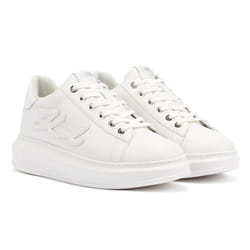 ) Karl Lagerfeld Kapri Signia Emboss Lo Lace Leather Women's White Trainers - White, 6 (Adults'