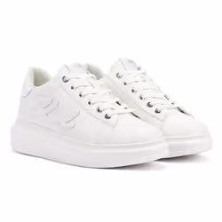 ) Karl Lagerfeld Kapri Signia Emboss Lo Lace Leather Women's White Trainers - White, 7 (Adults'