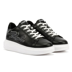 ) Karl Lagerfeld Kapri Signia Emboss Lo Lace Leather Women's Black Trainers - Black, 5 (Adults'
