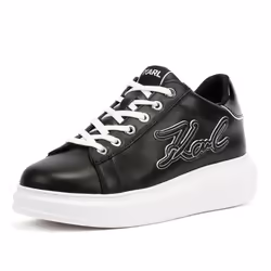 ) Karl Lagerfeld Kapri Signia Emboss Lo Lace Leather Women's Black Trainers - Black, 6 (Adults'