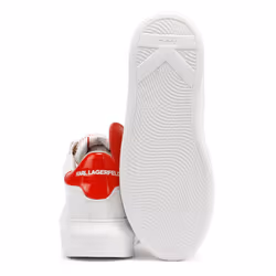 ) Karl Lagerfeld Kapri Valentine Pendant Leather Women's White/Red Trainers - White, 5 (Adults'