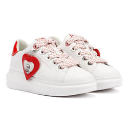 ) Karl Lagerfeld Kapri Valentine Pendant Leather Women's White/Red Trainers - White, 6 (Adults'