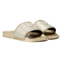 ) Karl Lagerfeld Kondo 2.0 Karl NFT Women's Gold Slides - Gold, 4 (Adults'